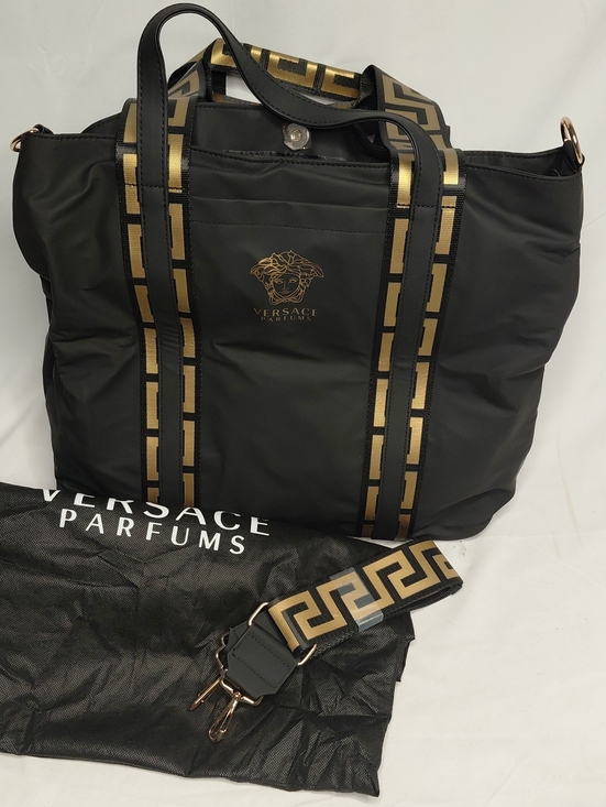 Versace Handbags - Versace Black Tote with Gold Medusa Logo
